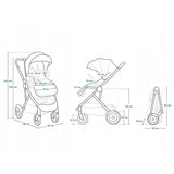 Carucior sport, Lionelo, Zoey, De la nastere, Cu accesorii, Cadru din aluminiu, 0- 15 kg, Conform cu standardul european de securitate EN1888-1, Gri