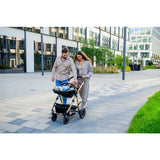 Carucior 2 in 1, Lionelo, Amber, Cadru aluminiu, Cu landou intarit si salteluta moale, Reversibil, Maner ajustabil, Huse pentru picioare, ploaie, Plasa de tantari, Geanta parinti, Pana la 22 kg, EN1888-1, EN1888-2, EN1466, Bej