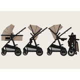 Carucior 2 in 1, Lionelo, Amber, Cadru aluminiu, Cu landou intarit si salteluta moale, Reversibil, Maner ajustabil, Huse pentru picioare, ploaie, Plasa de tantari, Geanta parinti, Pana la 22 kg, EN1888-1, EN1888-2, EN1466, Bej