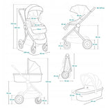 Carucior 2 in 1, Lionelo, Amber, Cadru aluminiu, Cu landou intarit si salteluta moale, Reversibil, Maner ajustabil, Huse pentru picioare, ploaie, Plasa de tantari, Geanta parinti, Pana la 22 kg, EN1888-1, EN1888-2, EN1466, Bej