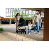 Carucior 2 in 1, Lionelo, Amber, Cadru aluminiu, Cu landou intarit si salteluta moale, Reversibil, Maner ajustabil, Huse pentru picioare, ploaie, Plasa de tantari, Geanta parinti, Pana la 22 kg, EN1888-1, EN1888-2, EN1466, Bej