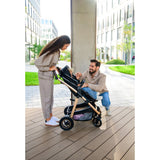 Carucior 2 in 1, Lionelo, Amber, Cadru aluminiu, Cu landou intarit si salteluta moale, Reversibil, Maner ajustabil, Huse pentru picioare, ploaie, Plasa de tantari, Geanta parinti, Pana la 22 kg, EN1888-1, EN1888-2, EN1466, Bej