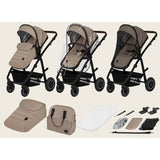 Carucior 2 in 1, Lionelo, Amber, Cadru aluminiu, Cu landou intarit si salteluta moale, Reversibil, Maner ajustabil, Huse pentru picioare, ploaie, Plasa de tantari, Geanta parinti, Pana la 22 kg, EN1888-1, EN1888-2, EN1466, Bej