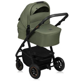 Carucior 2 in 1, Lionelo, Amber Plus, Cadru aluminiu, Cu landou intarit si salteluta moale, Reversibil, Maner ajustabil, Cu accesorii, Cu ventilatie panoramica 3D, Pana la 22 kg, EN1888-1, EN1888-2, EN1466, Verde