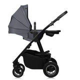 Carucior 2 in 1, Lionelo, Amber Plus, Cadru aluminiu, Cu landou intarit si salteluta moale, Reversibil, Maner ajustabil, Cu accesorii, Cu ventilatie panoramica 3D, Pana la 22 kg, EN1888-1, EN1888-2, EN1466, Gri inchis