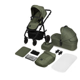 Carucior 2 in 1, Lionelo, Amber Plus, Cadru aluminiu, Cu landou intarit si salteluta moale, Reversibil, Maner ajustabil, Cu accesorii, Cu ventilatie panoramica 3D, Pana la 22 kg, EN1888-1, EN1888-2, EN1466, Verde