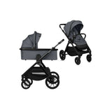 Carucior 2 in 1, Lionelo, Layla, Pana la 22 kg, Cadru aluminiu, Cu landou intarit si salteluta din spuma AirDots, Reversibil, Cu ventilatie 3D, Cu accesorii, EN1888-1, EN1888-2, EN1466, Gri