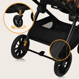 Carucior 2 in 1, Lionelo, Layla, Pana la 22 kg, Cadru aluminiu, Cu landou intarit si salteluta din spuma AirDots, Reversibil, Cu ventilatie 3D, Cu accesorii, EN1888-1, EN1888-2, EN1466, Maro