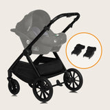 Carucior 2 in 1, Lionelo, Layla, Pana la 22 kg, Cadru aluminiu, Cu landou intarit si salteluta din spuma AirDots, Reversibil, Cu ventilatie 3D, Cu accesorii, EN1888-1, EN1888-2, EN1466, Negru