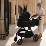 Carucior 2 in 1, Lionelo, Layla, Pana la 22 kg, Cadru aluminiu, Cu landou intarit si salteluta din spuma AirDots, Reversibil, Cu ventilatie 3D, Cu accesorii, EN1888-1, EN1888-2, EN1466, Negru