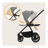 Carucior 2 in 1, Lionelo, Meril, Cu landou si scaun cu dimensiune XL, Reversibil, Cu sistem de ventilatie 3D, Cu accesorii, Pana la 22 kg, Conform cu EN1888-1 EN1888-2, EN1466, Gri