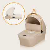 Carucior 2 in 1, Lionelo, Meril, Cu landou si scaun cu dimensiune XL, Reversibil, Cu sistem de ventilatie 3D, Cu accesorii, Pana la 22 kg, De la nastere, Conform cu EN1888-1 EN1888-2, EN1466, Bej