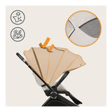 Carucior 2 in 1, Lionelo, Mika Plus, Cadru din aluminiu, Cu landou intarit si salteluta moale, Reversibil, Cu sistem de ventilatie 3D, Cu accesorii, Pana la 22 kg, Conform cu EN1888-1 EN1888-2, EN1466, Bej