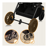 Carucior 2 in 1, Lionelo, Mika Plus, Cadru din aluminiu, Cu landou intarit si salteluta moale, Reversibil, Cu sistem de ventilatie 3D, Cu accesorii, Pana la 22 kg, Conform cu EN1888-1 EN1888-2, EN1466, Bej