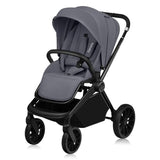 Carucior 2 in 1, Lionelo, Mika Plus, Cadru din aluminiu, Cu landou intarit si salteluta moale, Reversibil, Cu sistem de ventilatie 3D, Cu accesorii, Pana la 22 kg, Conform cu EN1888-1 EN1888-2, EN1466, Gri