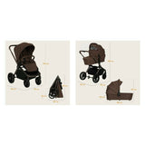 Carucior 2 in 1, Lionelo, Mika Plus, Cadru din aluminiu, Cu landou intarit si salteluta moale, Reversibil, Cu sistem de ventilatie 3D, Cu accesorii, Pana la 22 kg, Conform cu EN1888-1 EN1888-2, EN1466, Mocha Mousse