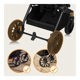 Carucior 2 in 1, Lionelo, Mika Plus, Cadru din aluminiu, Cu landou intarit si salteluta moale, Reversibil, Cu sistem de ventilatie 3D, Cu accesorii, Pana la 22 kg, Conform cu EN1888-1 EN1888-2, EN1466, Mocha Mousse