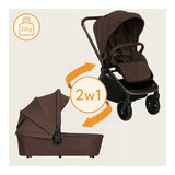 Carucior 2 in 1, Lionelo, Mika Plus, Cadru din aluminiu, Cu landou intarit si salteluta moale, Reversibil, Cu sistem de ventilatie 3D, Cu accesorii, Pana la 22 kg, Conform cu EN1888-1 EN1888-2, EN1466, Mocha Mousse