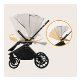 Carucior 2 in 1, Lionelo, Mika Plus, Cadru din aluminiu, Cu landou intarit si salteluta moale, Reversibil, Cu sistem de ventilatie 3D, Cu accesorii, Pana la 22 kg, Conform cu EN1888-1 EN1888-2, EN1466, Bej