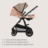 Carucior 3 in 1, Lionelo, Amber, Landou intarit, Scoica auto testata ADAC, Reversibil, Cu accesorii, Geanta parinti, Pana la 22 kg, Bej