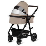 Carucior 3 in 1, Lionelo, Amber, Landou intarit, Scoica auto testata ADAC, Reversibil, Cu accesorii, Geanta parinti, Pana la 22 kg, Bej