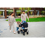 Carucior 3 in 1, Lionelo, Amber, Landou intarit, Scoica auto testata ADAC, Reversibil, Cu accesorii, Geanta parinti, Pana la 22 kg, Bej