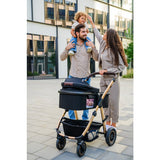 Carucior 3 in 1, Lionelo, Amber, Landou intarit, Scoica auto testata ADAC, Reversibil, Cu accesorii, Geanta parinti, Pana la 22 kg, Bej