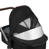 Carucior 3 in 1, Lionelo, Amber, Cadru aluminiu, Cu landou intarit si salteluta moale, Cu scoica auto testata ADAC, Reversibil, Cu accesorii, Geanta parinti, Pana la 22 kg, Negru silver