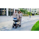 Carucior 3 in 1, Lionelo, Amber, Cadru aluminiu, Cu landou intarit si salteluta moale, Cu scoica auto testata ADAC, Reversibil, Cu accesorii, Geanta parinti, Pana la 22 kg, Negru silver