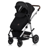 Carucior 3 in 1, Lionelo, Amber, Cadru aluminiu, Cu landou intarit si salteluta moale, Cu scoica auto testata ADAC, Reversibil, Cu accesorii, Geanta parinti, Pana la 22 kg, Negru silver