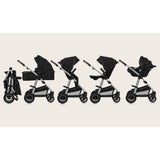 Carucior 3 in 1, Lionelo, Amber, Cadru aluminiu, Cu landou intarit si salteluta moale, Cu scoica auto testata ADAC, Reversibil, Cu accesorii, Geanta parinti, Pana la 22 kg, Negru silver