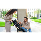 Carucior 3 in 1, Lionelo, Amber, Cadru aluminiu, Cu landou intarit si salteluta moale, Cu scoica auto testata ADAC, Reversibil, Cu accesorii, Geanta parinti, Pana la 22 kg, Negru silver