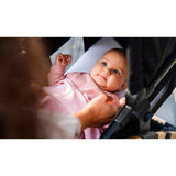 Carucior 3 in 1, Lionelo, Amber, Cadru aluminiu, Cu landou intarit si salteluta moale, Cu scoica auto testata ADAC, Reversibil, Cu accesorii, Geanta parinti, Pana la 22 kg, Negru silver