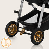 Carucior 3 in 1, Lionelo, Amber, Cadru aluminiu, Cu landou intarit si salteluta moale, Cu scoica auto testata ADAC, Reversibil, Cu accesorii, Geanta parinti, Pana la 22 kg, Negru silver