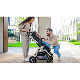 Carucior 3 in 1, Lionelo, Amber, Cadru aluminiu, Cu landou intarit si salteluta moale, Cu scoica auto testata ADAC, Reversibil, Cu accesorii, Geanta parinti, Pana la 22 kg, Negru silver