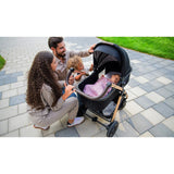 Carucior 3 in 1, Lionelo, Amber, Cadru aluminiu, Cu landou intarit si salteluta moale, Cu scoica auto testata ADAC, Reversibil, Cu accesorii, Geanta parinti, Pana la 22 kg, Negru silver