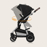 Carucior 3 in 1, Lionelo, Amber, Cadru aluminiu, Cu landou intarit si salteluta moale, Cu scoica auto testata ADAC, Reversibil, Cu accesorii, Geanta parinti, Pana la 22 kg, Negru silver