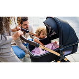 Carucior 3 in 1, Lionelo, Amber, Cadru aluminiu, Cu landou intarit si salteluta moale, Cu scoica auto testata ADAC, Reversibil, Cu accesorii, Geanta parinti, Pana la 22 kg, Negru silver