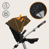 Carucior 3 in 1, Lionelo, Amber, Cadru aluminiu, Cu landou intarit si salteluta moale, Cu scoica auto testata ADAC, Reversibil, Cu accesorii, Geanta parinti, Pana la 22 kg, Negru silver