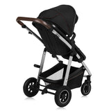 Carucior 3 in 1, Lionelo, Amber, Cadru aluminiu, Cu landou intarit si salteluta moale, Cu scoica auto testata ADAC, Reversibil, Cu accesorii, Geanta parinti, Pana la 22 kg, Negru silver