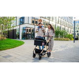 Carucior 3 in 1, Lionelo, Amber, Cadru aluminiu, Cu landou intarit si salteluta moale, Cu scoica auto testata ADAC, Reversibil, Cu accesorii, Geanta parinti, Pana la 22 kg, Negru silver