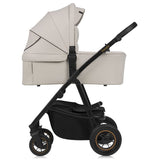 Carucior 3 in 1, Lionelo, Amber Plus, Cadru aluminiu, Cu landou intarit si salteluta moale, Cu scoica auto testata ADAC, Reversibil, Maner ajustabil, Cu accesorii, Cu ventilatie panoramica 3D, Pana la 22 kg, EN1888-1, EN1888-2, EN1466, ECE R129, Bej