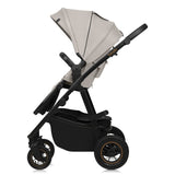 Carucior 3 in 1, Lionelo, Amber Plus, Cadru aluminiu, Cu landou intarit si salteluta moale, Cu scoica auto testata ADAC, Reversibil, Maner ajustabil, Cu accesorii, Cu ventilatie panoramica 3D, Pana la 22 kg, EN1888-1, EN1888-2, EN1466, ECE R129, Bej