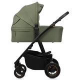 Carucior 3 in 1, Lionelo, Amber Plus, Cadru aluminiu, Cu landou intarit si salteluta moale, Cu scoica auto testata ADAC, Reversibil, Maner ajustabil, Cu accesorii, Cu ventilatie panoramica 3D, Pana la 22 kg, EN1888-1, EN1888-2, EN1466, ECE R129, Verde