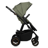 Carucior 3 in 1, Lionelo, Amber Plus, Cadru aluminiu, Cu landou intarit si salteluta moale, Cu scoica auto testata ADAC, Reversibil, Maner ajustabil, Cu accesorii, Cu ventilatie panoramica 3D, Pana la 22 kg, EN1888-1, EN1888-2, EN1466, ECE R129, Verde