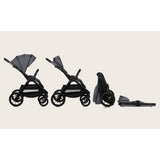 Carucior 3 in 1, Lionelo, Layla, Cadru din aluminiu, Cu landou intarit si salteluta din spuma AiryDots, Cu scoica auto testata ADAC, Reversibil, Cu sistem de ventilatie 3D, Cu accesorii, Pana la 22 kg, EN1888-1 EN1888-2 EN1466 ECE R129, Gri