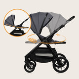 Carucior 3 in 1, Lionelo, Layla, Cadru din aluminiu, Cu landou intarit si salteluta din spuma AiryDots, Cu scoica auto testata ADAC, Reversibil, Cu sistem de ventilatie 3D, Cu accesorii, Pana la 22 kg, EN1888-1 EN1888-2 EN1466 ECE R129, Gri