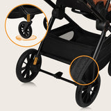 Carucior 3 in 1, Lionelo, Layla, Pana la 22 kg, Cadru aluminiu, Cu landou intarit si salteluta din spuma AirDots, Cu scoica auto testata ADAC, Reversibil, Cu ventilatie 3D, Cu accesorii, EN1888-1, EN1888-2, EN1466, Maro