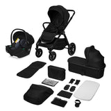 Carucior 3 in 1, Lionelo, Layla, Pana la 22 kg, Cadru aluminiu, Cu landou intarit si salteluta din spuma AirDots, Cu scoica auto testata ADAC, Reversibil, Cu ventilatie 3D, Cu accesorii, EN1888-1, EN1888-2, EN1466, Negru