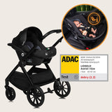 Carucior 3 in 1, Lionelo, Layla, Pana la 22 kg, Cadru aluminiu, Cu landou intarit si salteluta din spuma AirDots, Cu scoica auto testata ADAC, Reversibil, Cu ventilatie 3D, Cu accesorii, EN1888-1, EN1888-2, EN1466, Negru
